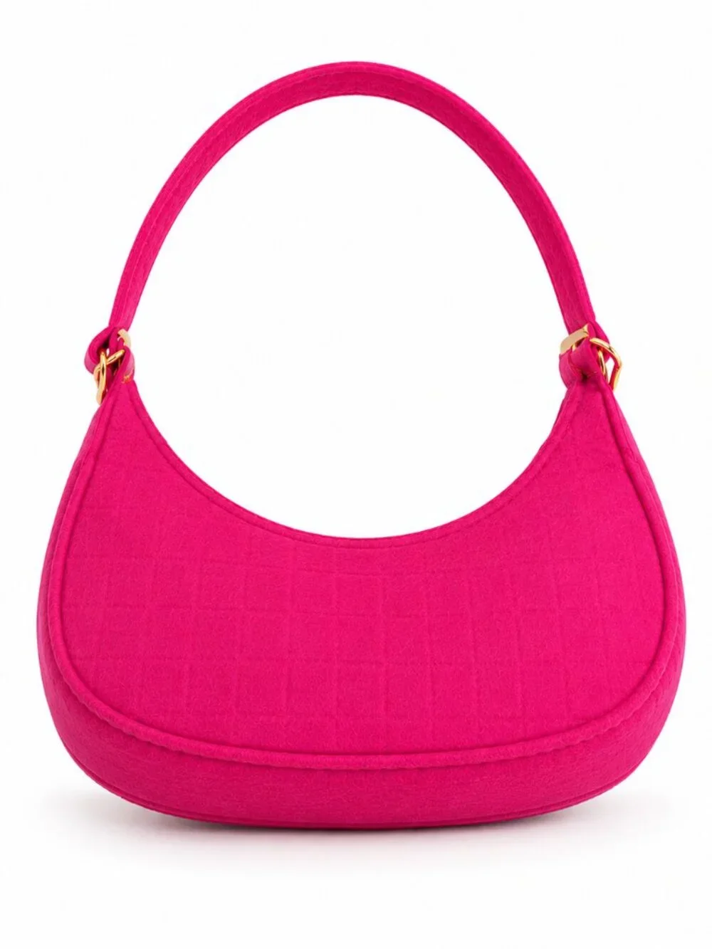 Pink Croc Embossed Felt Crescent Shoulder Bag Gold Hardware Mini Hobo Purse NEW